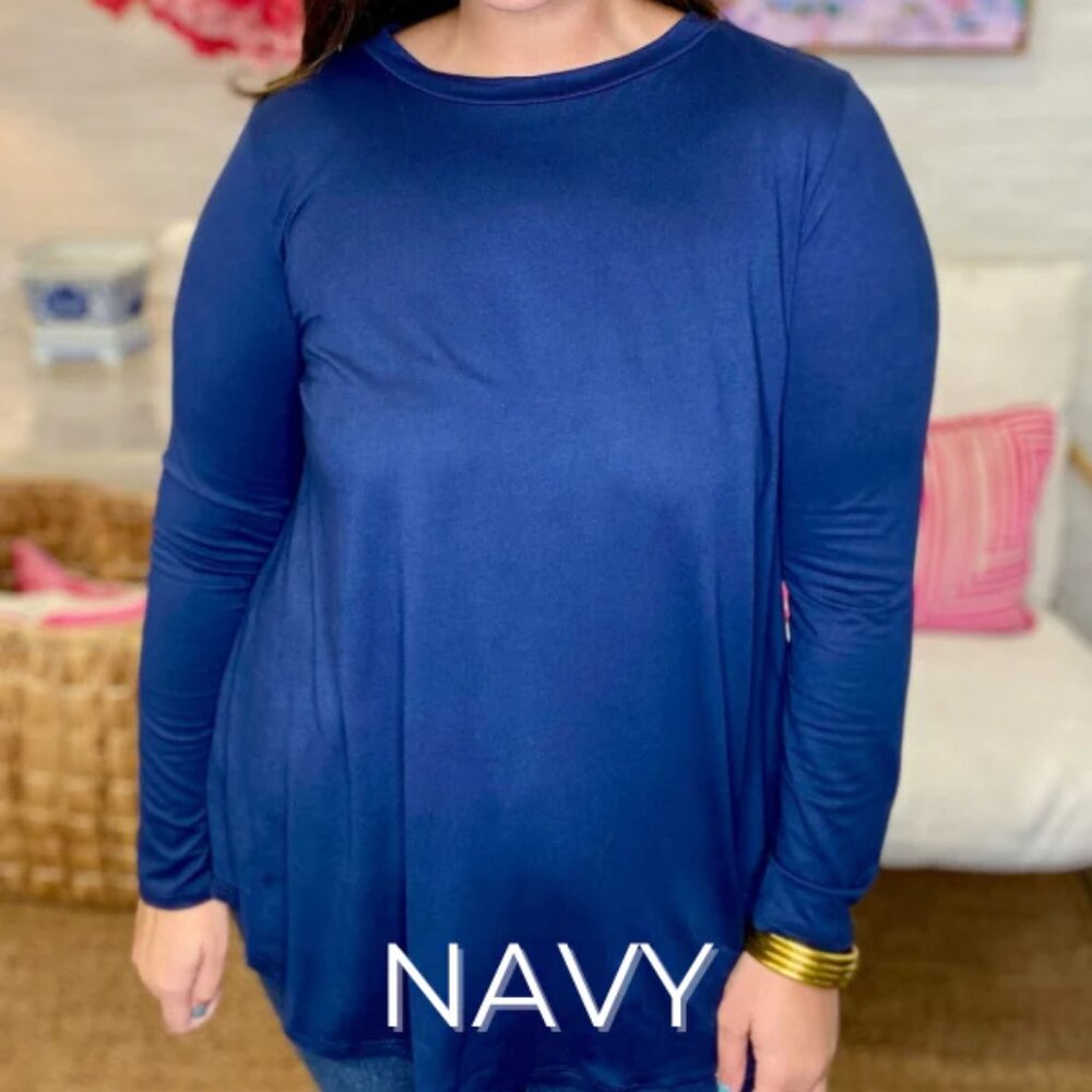 P&Rose The Steal Butter Long Sleeve Top In Navy Color